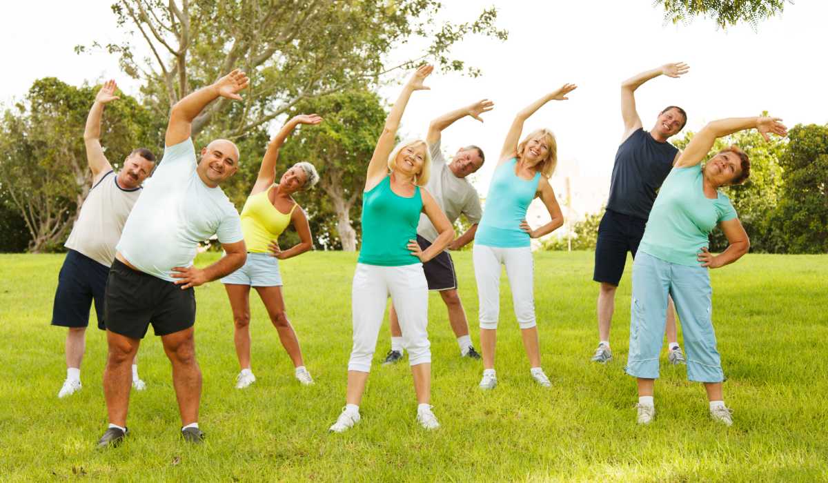 People are doing exercise in park